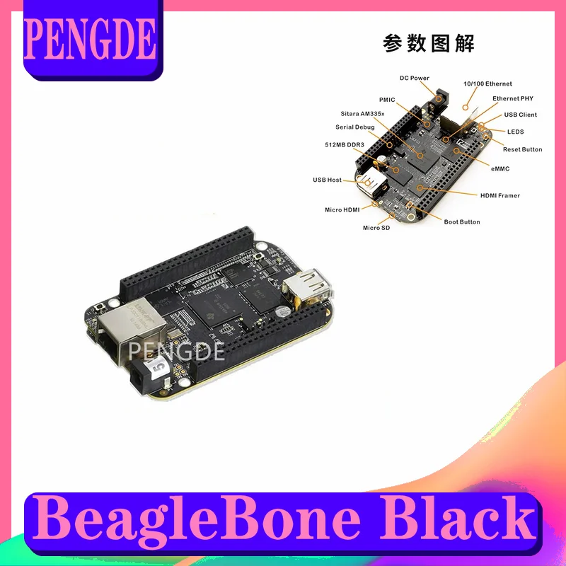 In stock BeagleBone Black, AM3358 ARM Cortex-A8 MCU, 4GB eMMC board