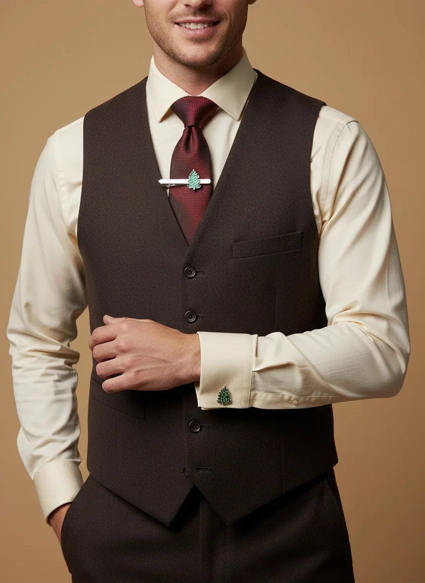 Mens Xmas Fashion - Fermacravatta da uomo con albero di