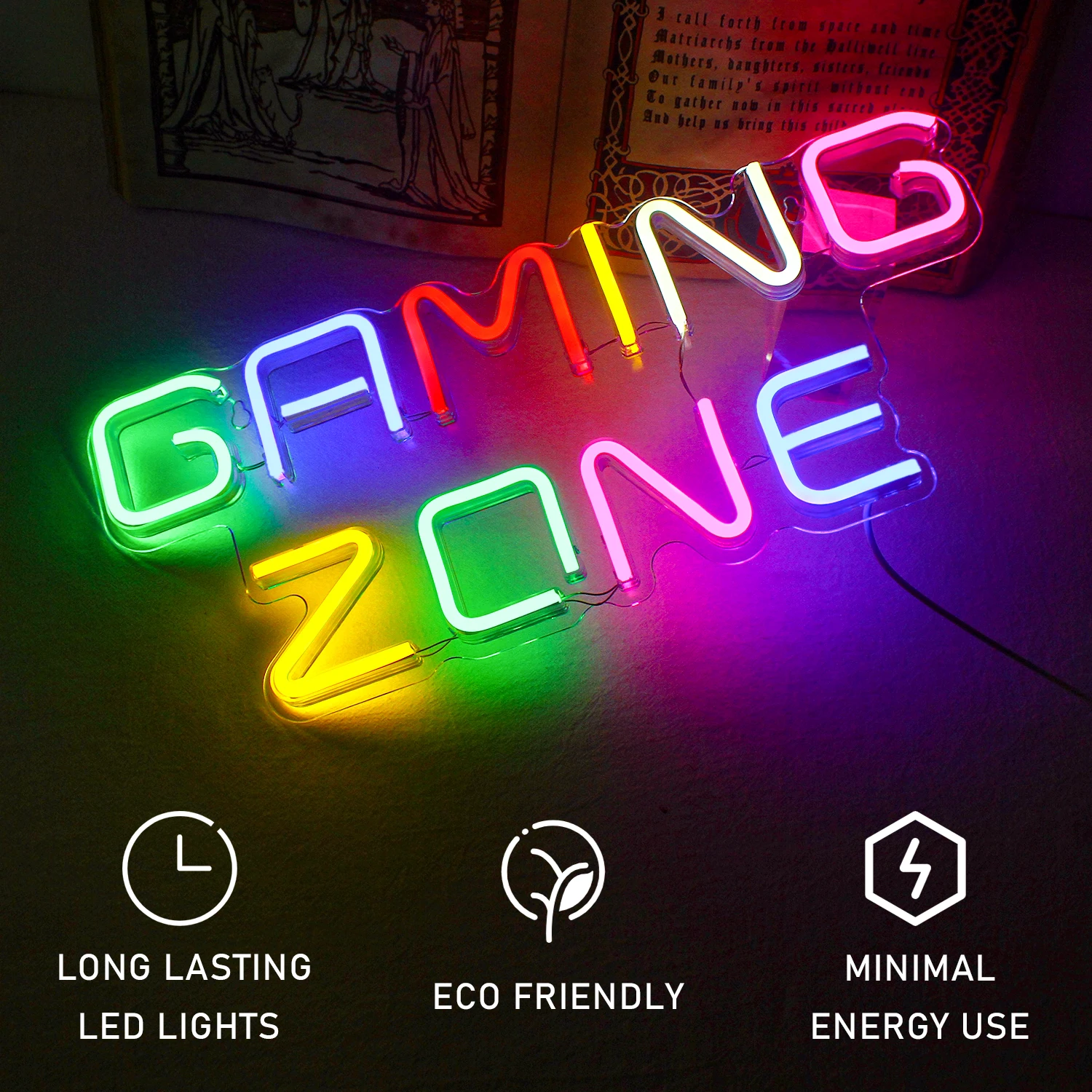 Imagem -05 - Gaming Zone Neon Led Signs Room Wall Decor Alimentado por Usb Bedroom Game Room Iluminação para Clube Gaming Shop Sign Art Logo Decor