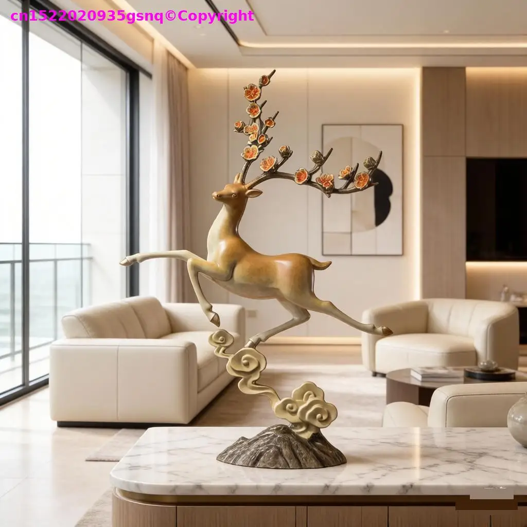 Exclusive 2026 NEW HOME office lucky decor celestial deer carving Recruiting wealth good luck Copper sculpture Joyful ornament