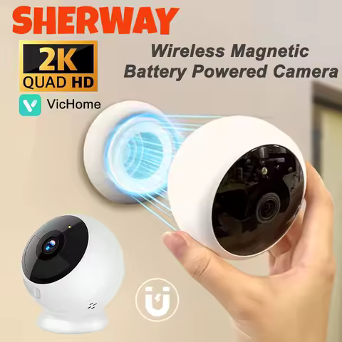 Cámara de Seguridad para el Hogar con Wifi, 2K, 5MP, Inalámbrica, para Exteriores, Magnética, Alimentada por Batería, Vigilancia, Detección de Movimiento AI, Cámara HD para Interiores