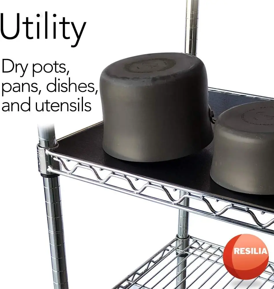 

Resilia Shelf Liner Set For Wire Shelving Rack – 5 Pack, 18 Inch Long X 36 Inch Wide, Black Plastic Vinyl Covers For Kitchen,