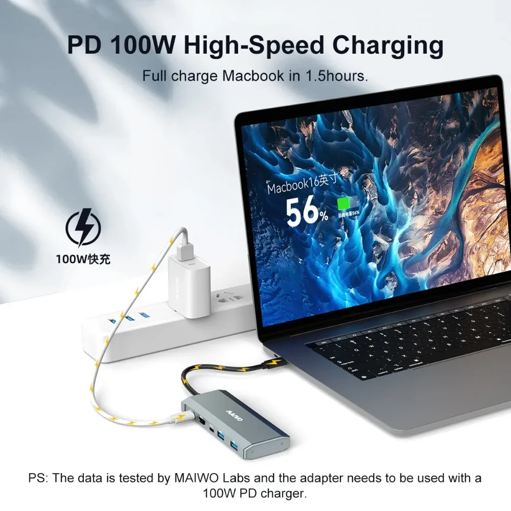 MAIWO 6-in-1 USB C M.2 NVME SATA デュアルプロトコル ハードドライブ エンクロージャ ドック 外付けSSD 工具不要ケース Type-C ハブアダプター