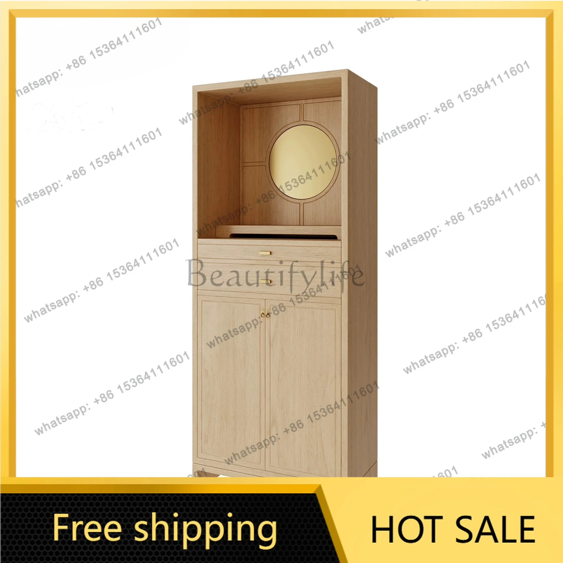 YJ New Chinese Style Ash Wood Household Shrine Cabinet Altar Table For Guanyin God of Wealth Home Worship Stand