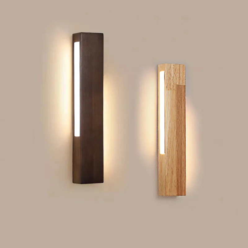 

New Nordic Wood Led Wall Lamp Creative Balcony Corridor Aisle Wall Light Fixture New Chinese Bedhead Solid Wood Wall Lights