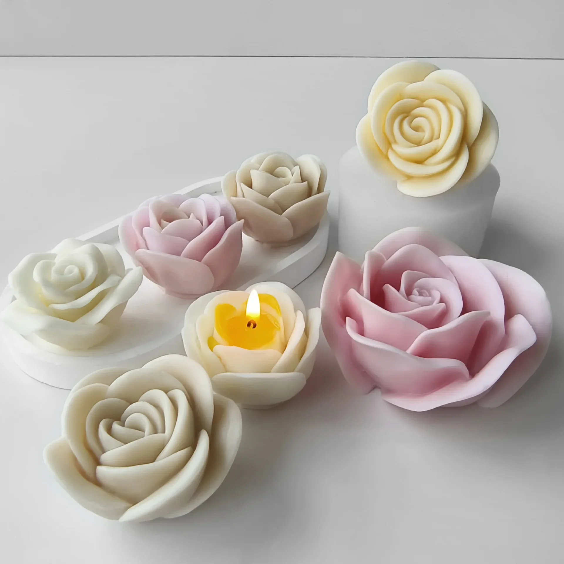 

Rose Flower Silicone Mold DIY Valentine's Day Aroma Candle Plaster Resin Molds Handmade Soap Candle Making Supplies