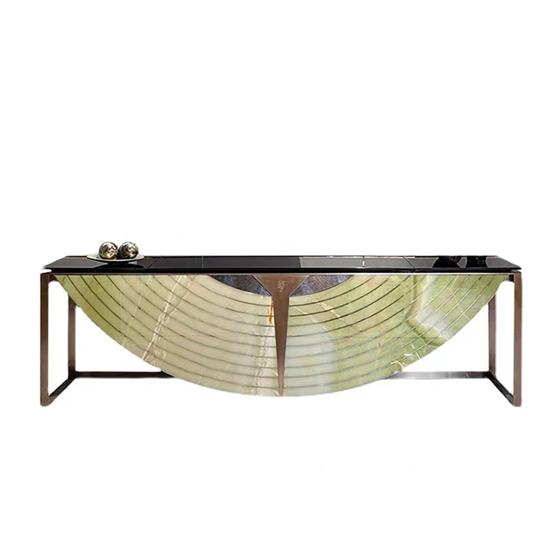 

Luxury semi-round entrance table, villa high-end living room home decoration entrance cabinet