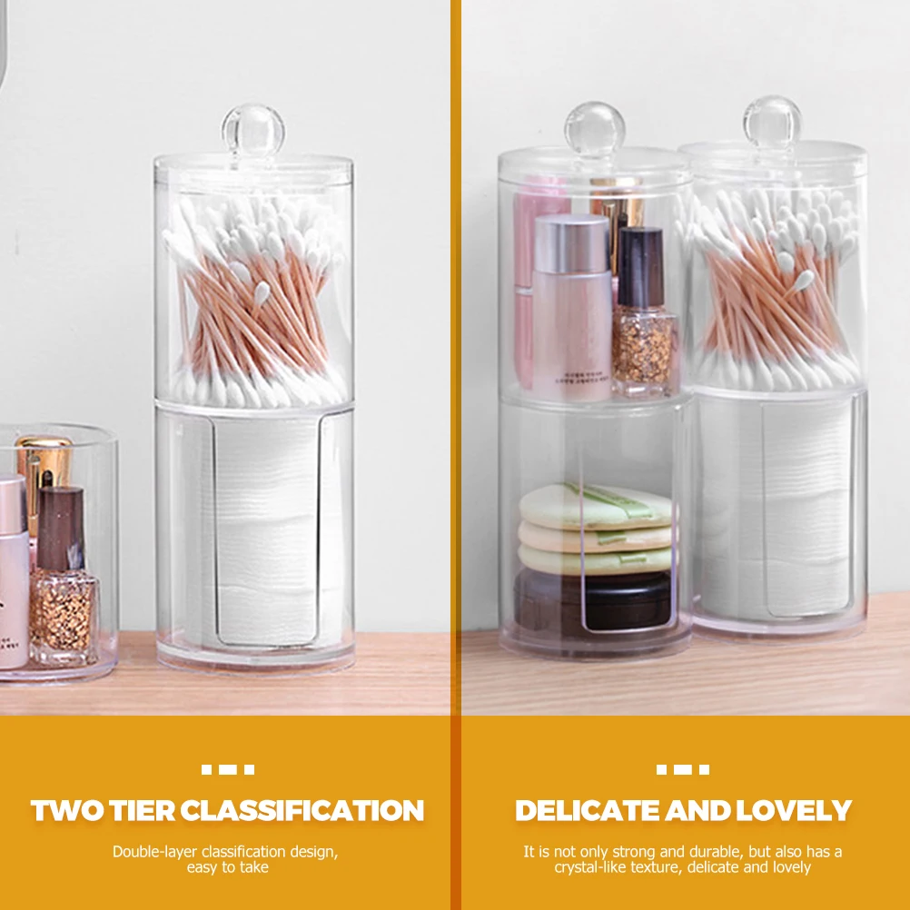 

Plastic Cotton Pad Storage Box Stackable Dispenser Jar for Swabs Balls Premium Material Practical Design Long Service Life