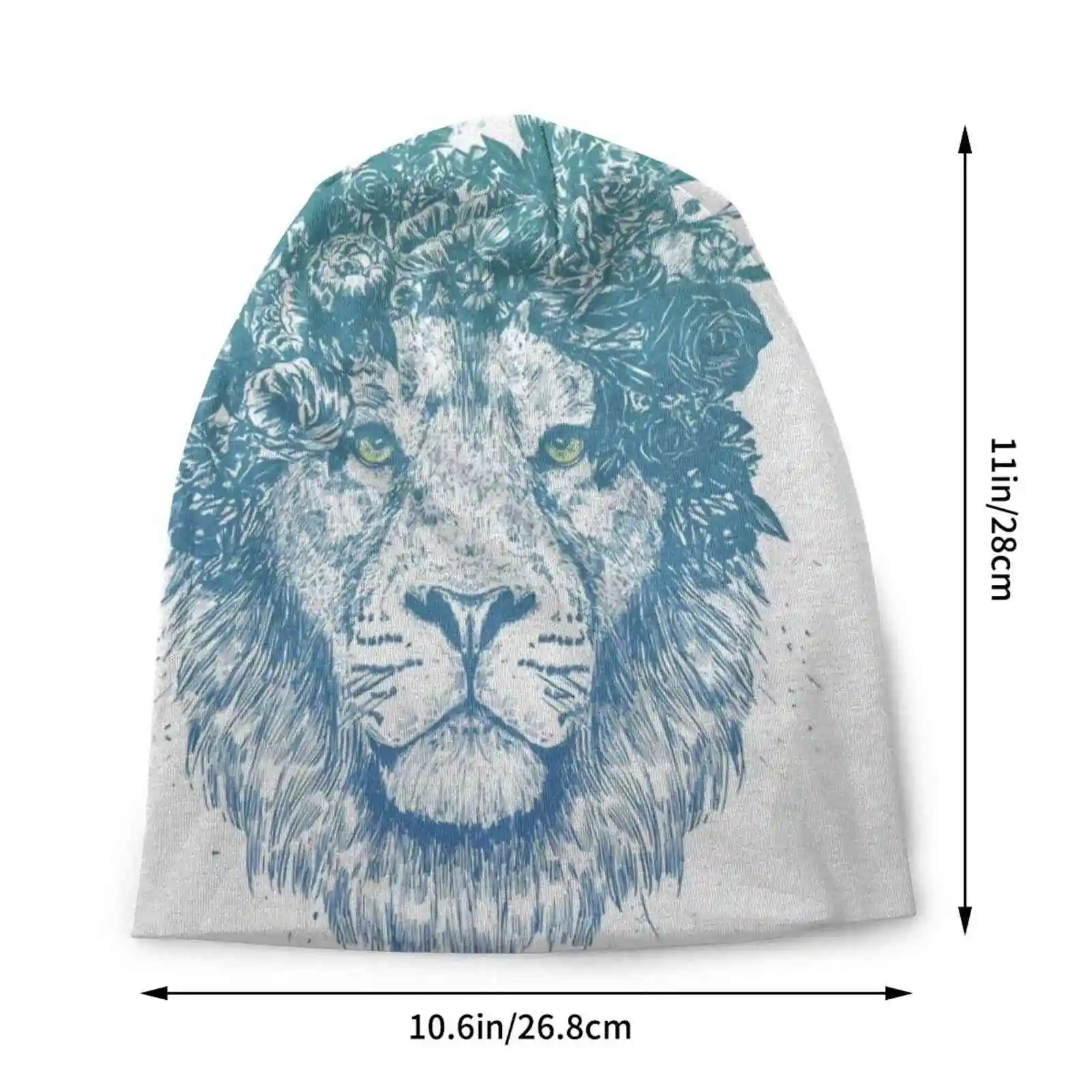 Floral Lion Knitted Hat Warm Beanie Outdoor Caps Animal Cat Humor Funny Floral Nature Summer Spring Balazs Solti Illustration