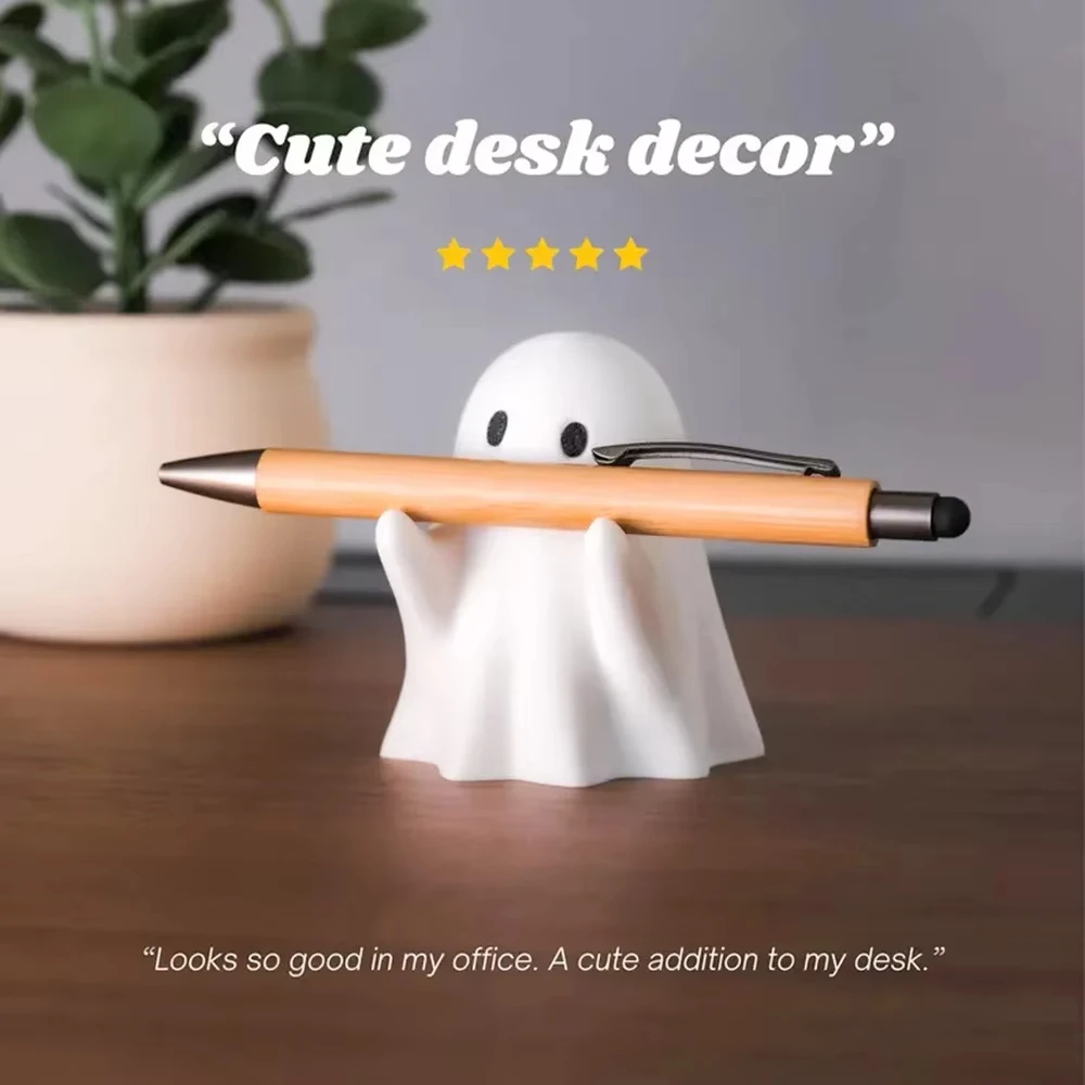 Ghost Pen Holder Funny Ghost Figurine Desk Organizer Cute Pencil Stand for Office Home Halloween Novelty Gift for Family Friends