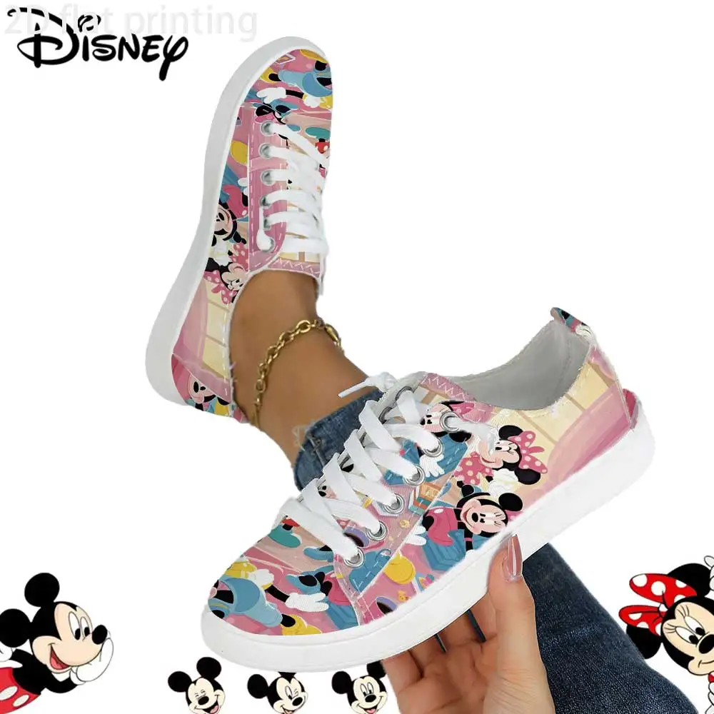

Кроссовки Disney Minnie Mouse с розовым принтом – повседневные низкие кеды на шнуровке для женщин
