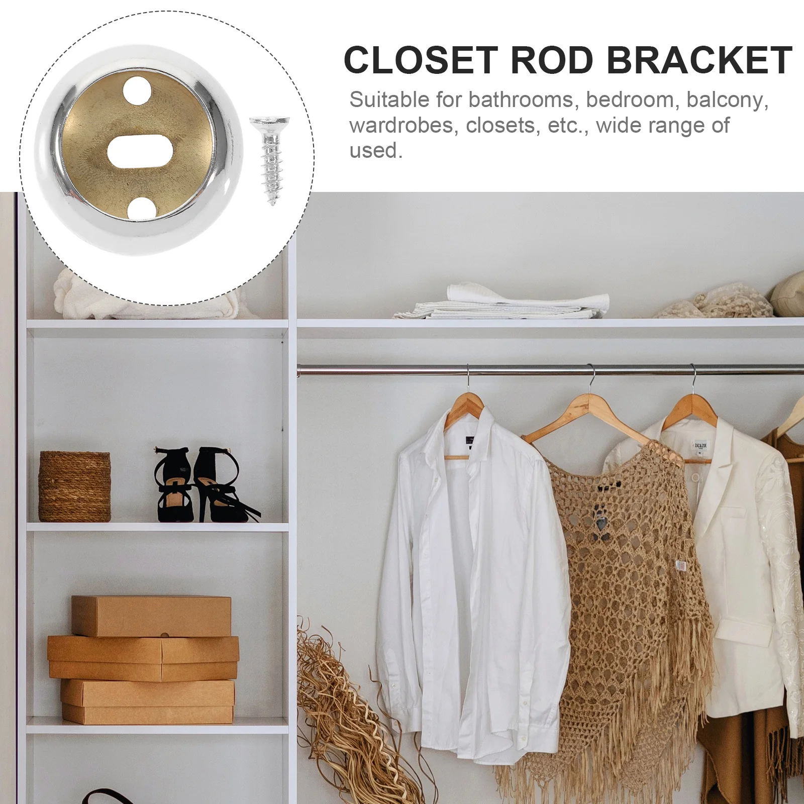 6 قطعة خزانة من الفولاذ المقاوم للصدأ قضيب بين قوسين دعم أصحاب للتركيب على الحائط في غرف النوم والحمامات والشرفات بلمسة نهائية ناعمة #5