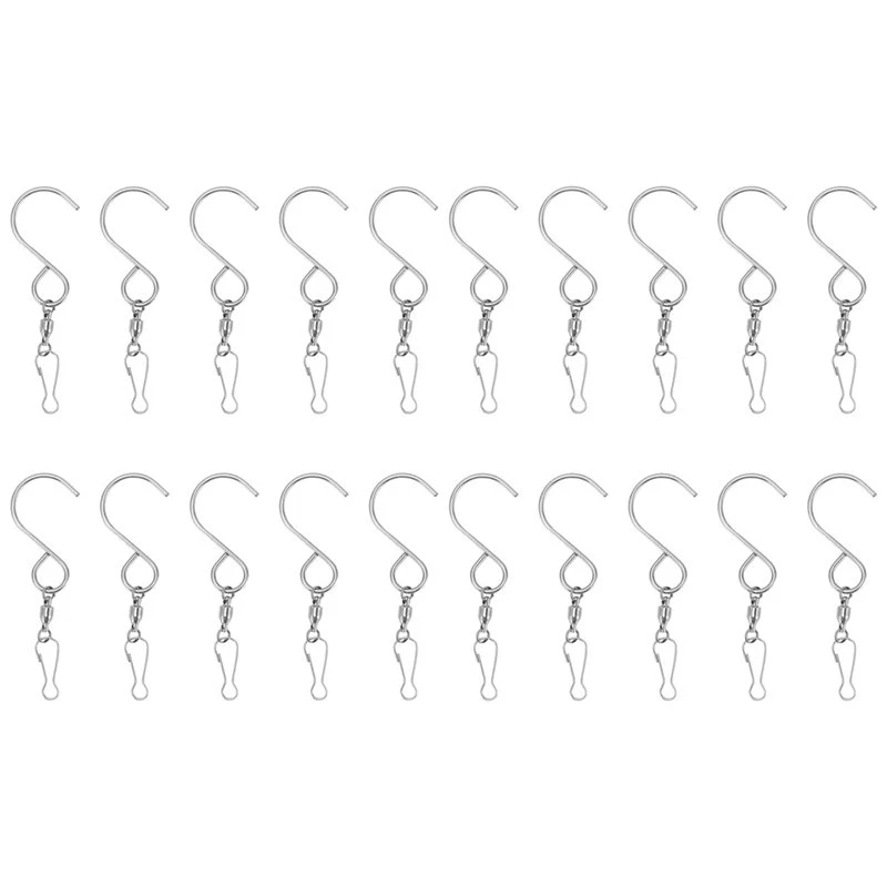 2026 New 20Pcs Wind Spinner S Hook Clips For 360 Degree Rotation, Stainless Steel Dual Hangers For Plants