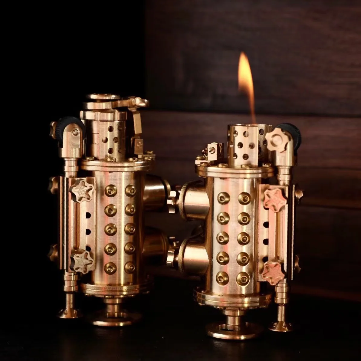 Submarine Style Handmade Brass Gasoline Lighter Classic Mechanical punk Cigarette Lighter Retro Collection