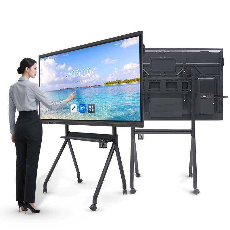 Smart Interactive LED Board Combo with 86 Inch Flat Panel and Whiteboard for Education Available in 75 65 and 55 Inches Sizes
