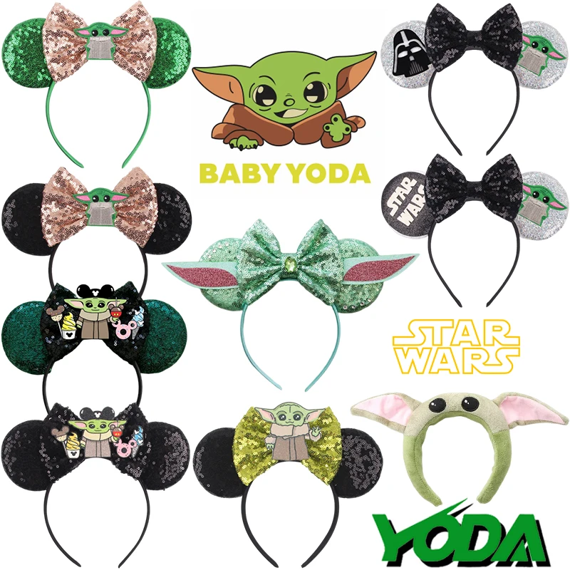 Cute Baby Grogu Headbands for Kids Cosplay Master Yoda Ears Hair Accessories Women Star Wars Hairbands Girl Mandalorian Headwear