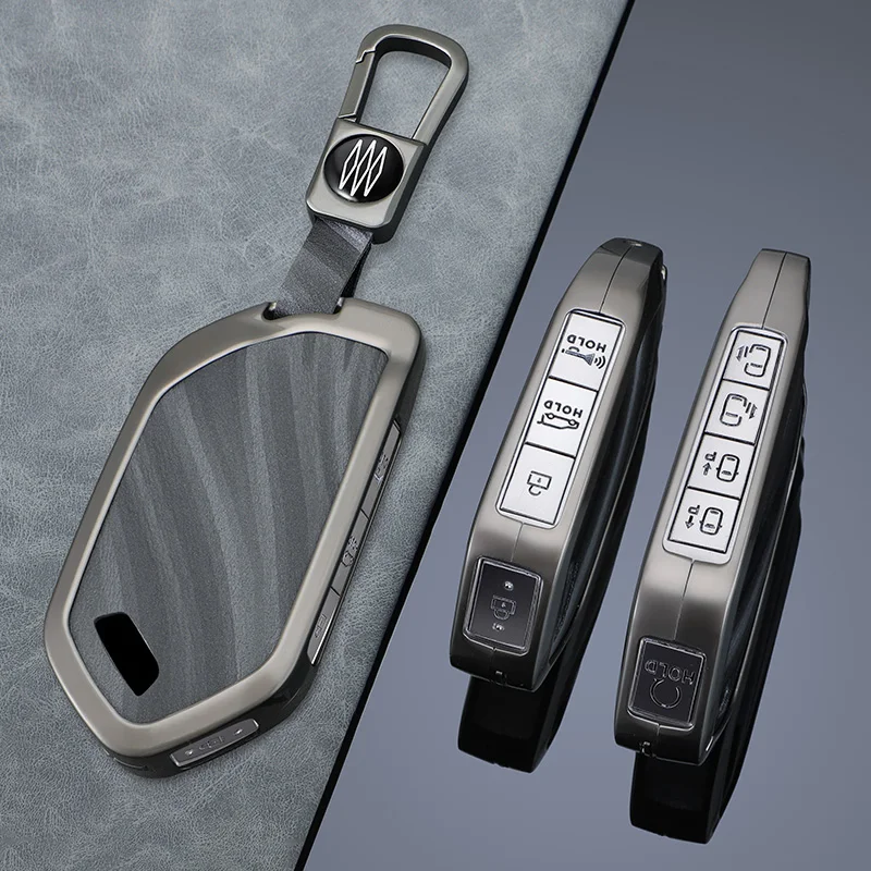 5/6/7/8/9 Buttons Leather Zinc Alloy Car Key Case Cover Protective Shell Fob for Kia Ka4 Car Keychain Interior Accessories