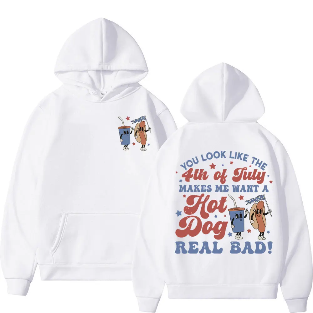 يجعلني أريد كلب ساخن حقيقي سيئ مضحك 4 يوليو ميمي هوديي الرجال النساء Harajuku البلوز بأكمام طويلة بلوفر أنيق غير رسمي #4