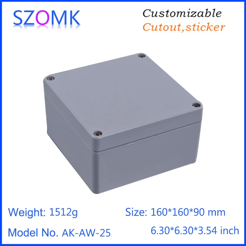 1Piece 160*160*90mm die cast aluminum waterproof device housing for pcb design IP66 waterproof enclosure box