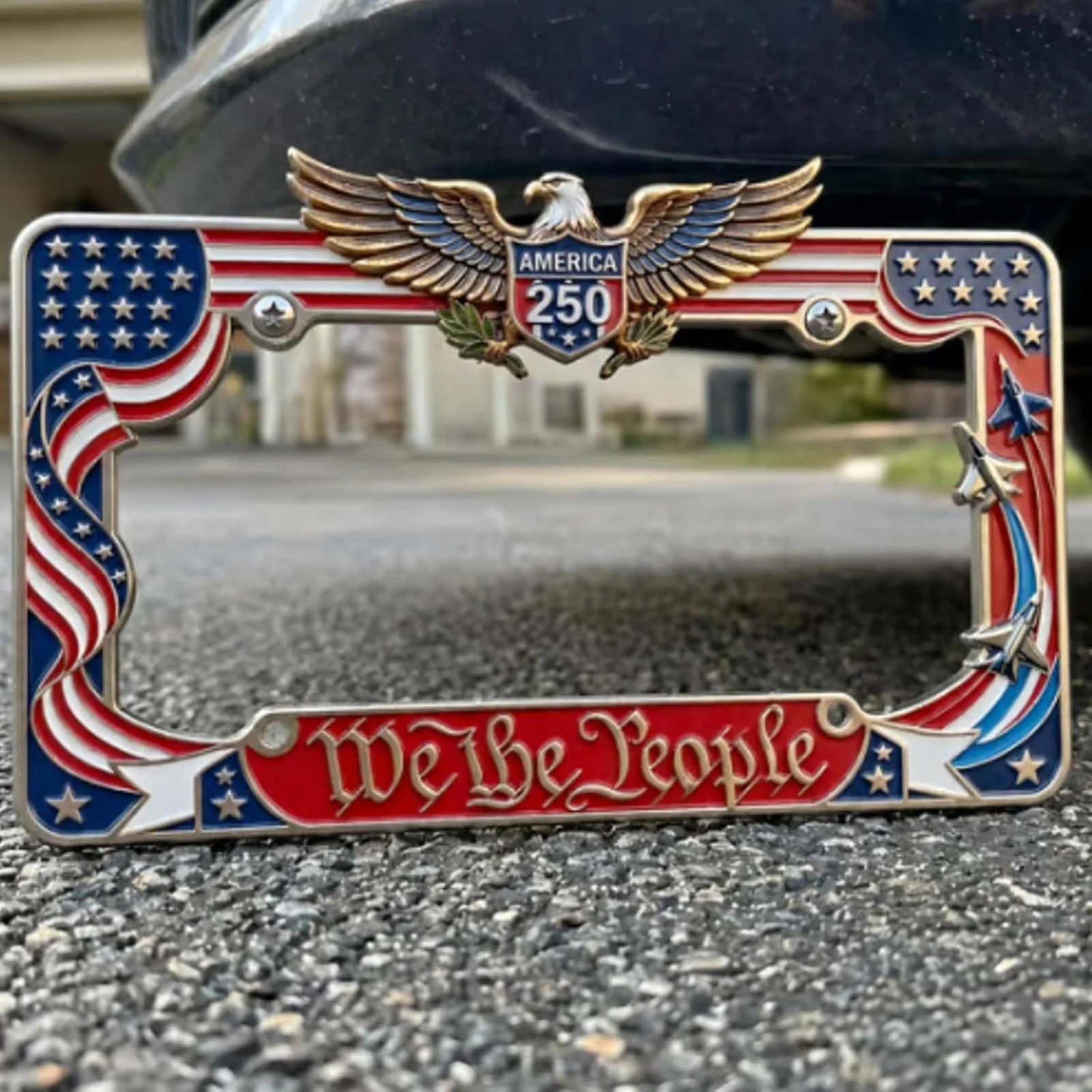 1/2pcs American Specifications License Plate Holder Selected American Flags With Screws Car Decoration Aluminum Alloy Car - view 6