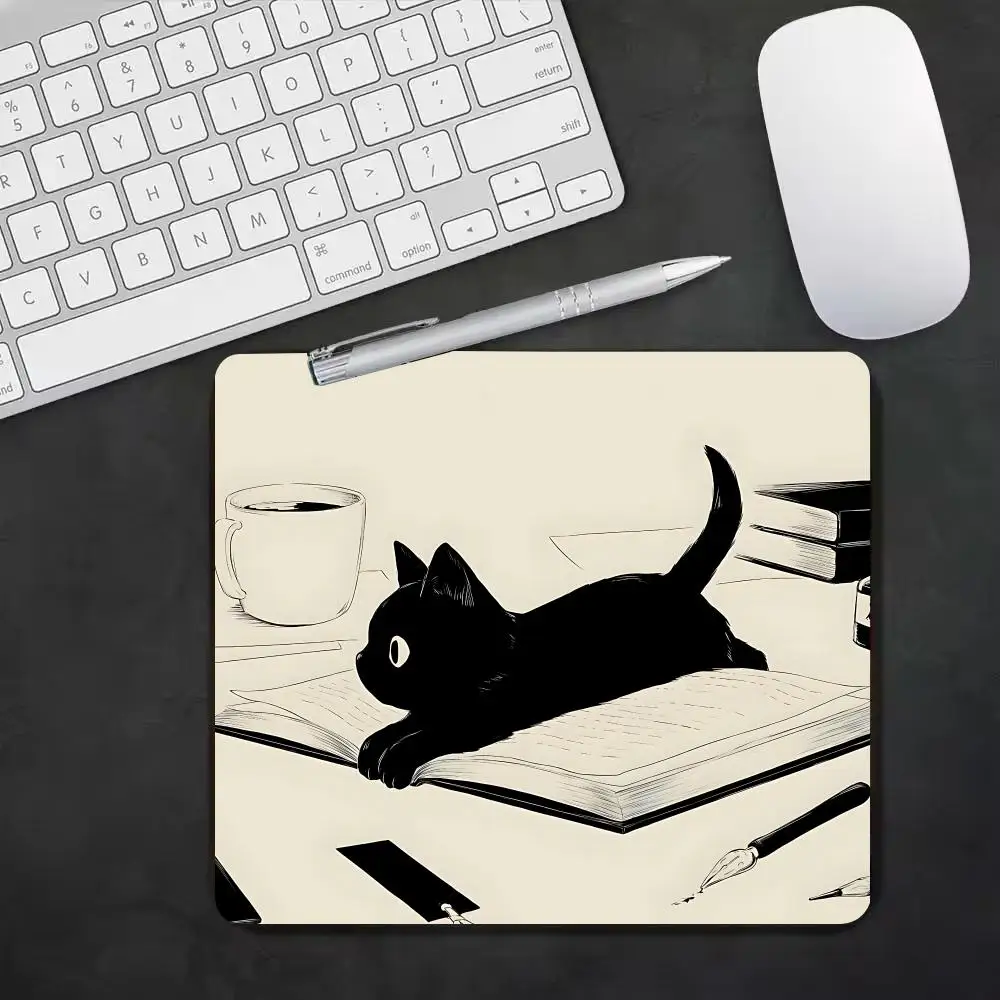 1pc Hot Sell Cute Black Cat Mousepad Computer Desk Accessories Mat Table Keyboard Pad Laptop Cushion Non-slip Kawaii Deskpad Rug