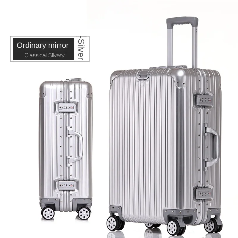 Aluminum Magnesium Suitcases Travel Password Trolley Case 20\'24\'26\'29 Inch Travel Wheeled Suitcases Metal Business Luggage