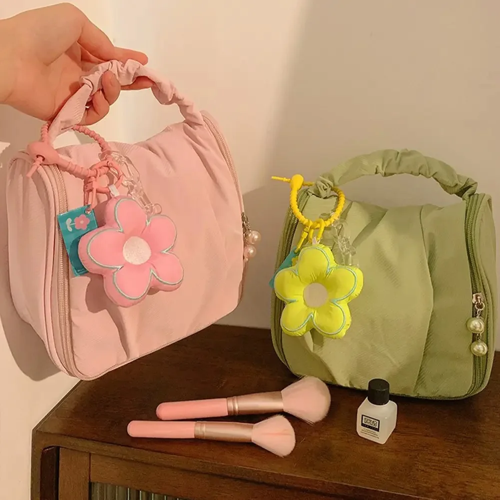 Pleated Cute Cloud Makeup Bag, Floral Cosmetic Bag, Korean INS Fashion, Cosmetics Case Hanger, Toiletry Bag, Portable Pouch