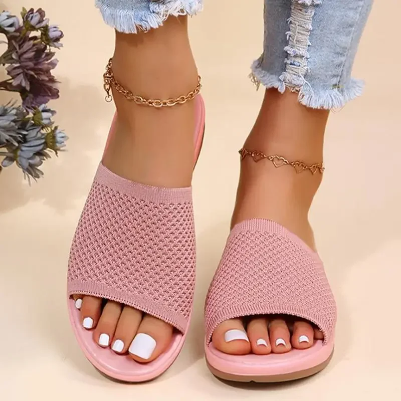 Summer Women Flat Sandals Casual Mom Indoor Sandals Women Elastic Force Outdoor Slipper Summer Sandals for Beach Zapatos Mujer