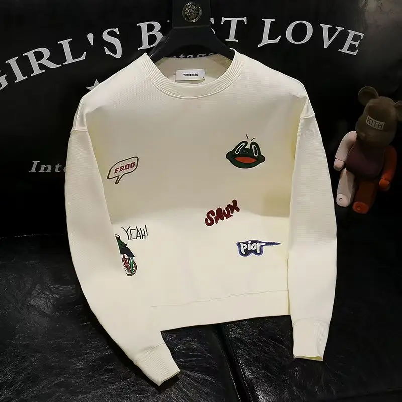 

Spring Autumn Men Hoodie Fashion Printed Cotton Sweatshirt Long Sleeve Tops Round Neck Hoodies Pullovers Streetwear