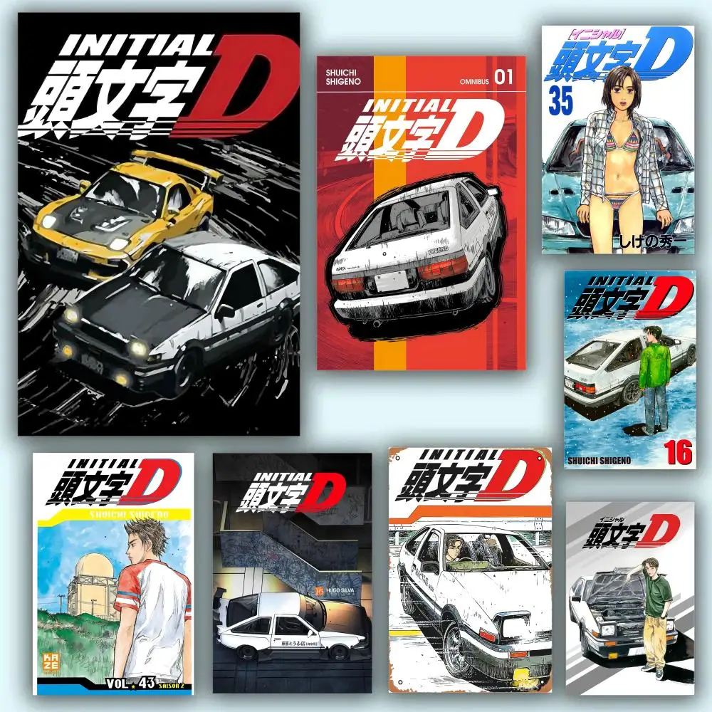 Poster HD Anime Hot Theme Sänger/OST/Film-Wasserdicht Selbstklebende Heimdekoration JapanVintagel-Initial D Anime