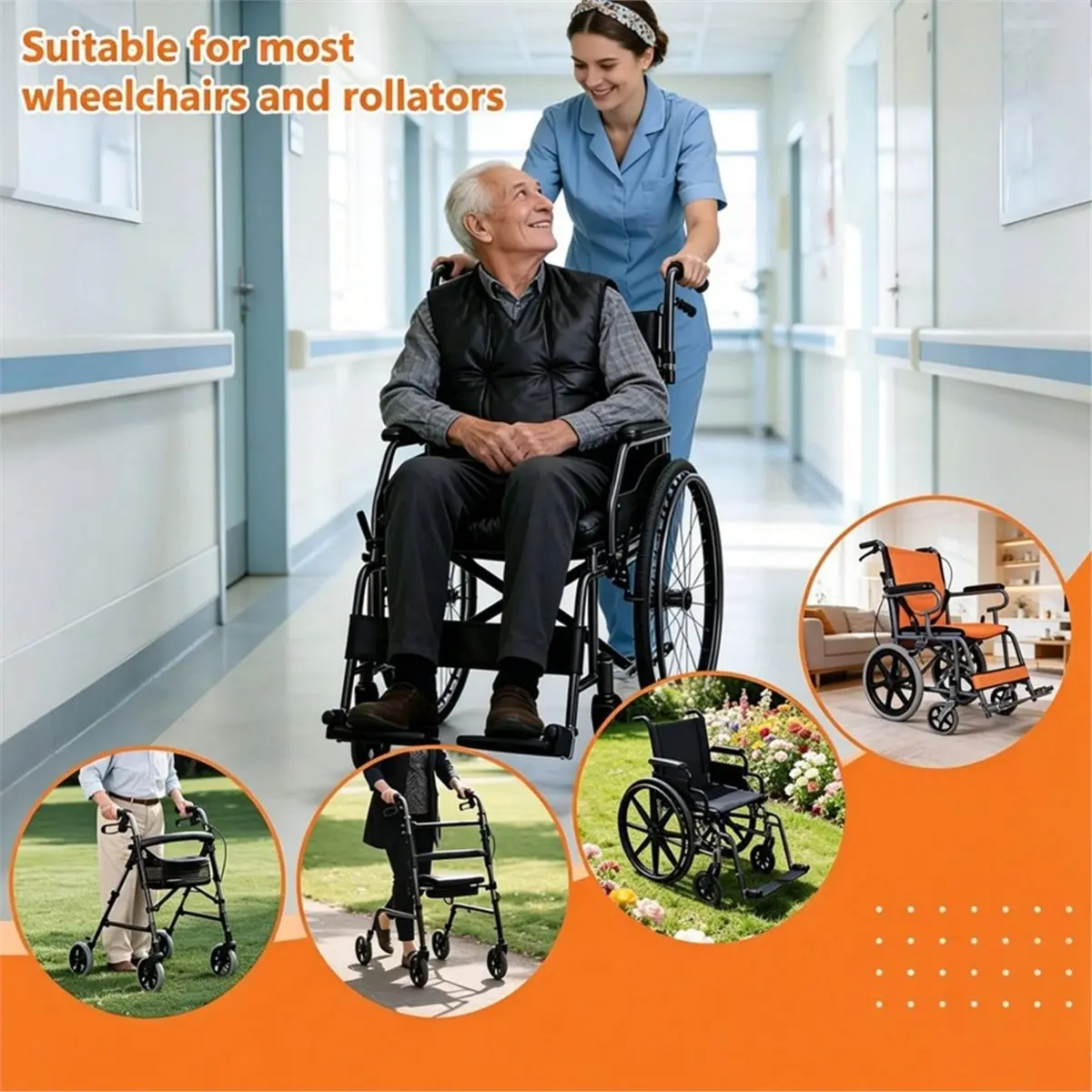 Wheelchair Handle Extenders, (400lbs Weight Capacity) Adjustable Wheel Chair Accessories - Stroller Handle Extender