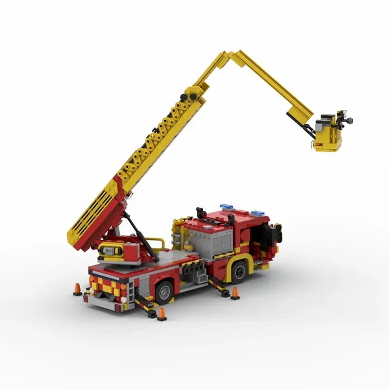 1079PCS MOC London Fire Brigade LFB - Scania 32M Turntable Ladder Model Building Blocks Stacking Bricks Creative Kid Gift Diymoc