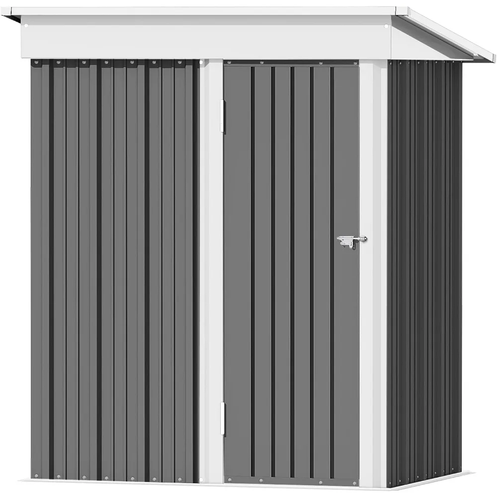 Outdoor Storage Shed 5 X 3 FT Lockable Metal Garden Shed Steel Anti-Corrosion Storage House with Single Lockable Door