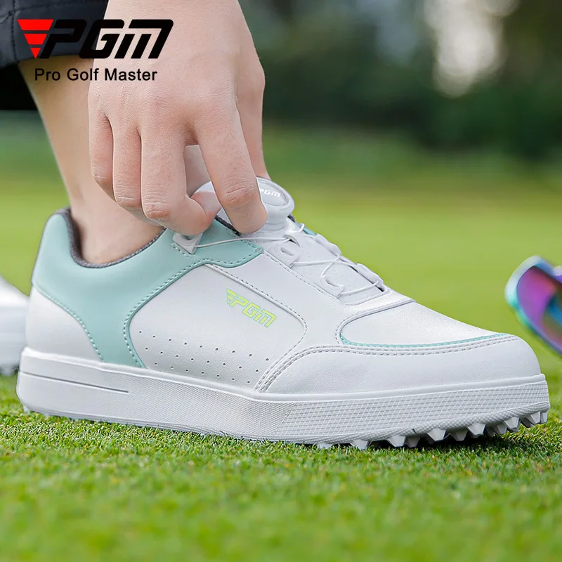 PGM Golf Women's Shoes Super Waterproof Anti slip Fixed Sole Spinning Buckle Lace Golf Sports Women's Shoes