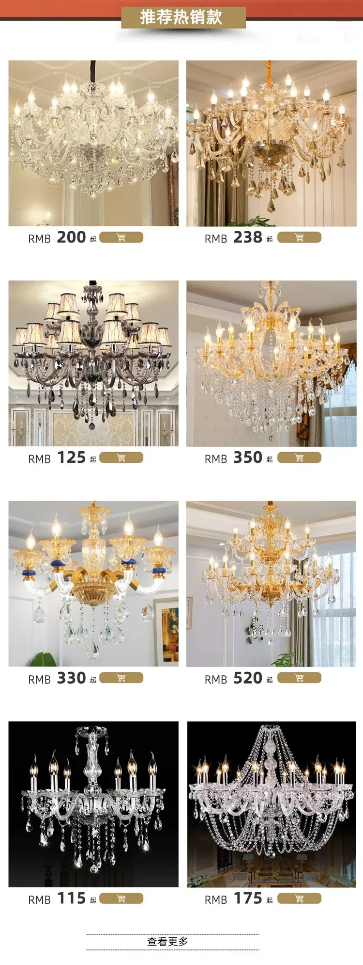 European Crystal Chandelier Living Room Light Simple Bedroom Dining Room Study Light Creative Home Clothing Store Candle Light