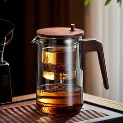 GIANXI Glass Teapot With Wood Handle Heated Resistant One-button Filtering Glass Kettle Transparent Scented Tea Pot Teaware