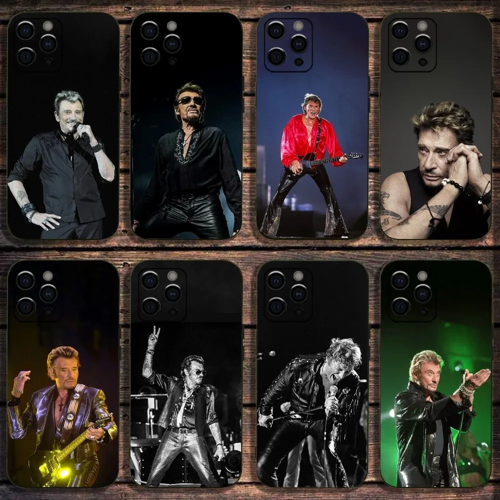 J-Johnny H-Hallyday Singer Phone Case For Apple iPhone 15,14,13,12,11,Pro,X,XS,Max,XR,Plus,Mini Soft Black Cover