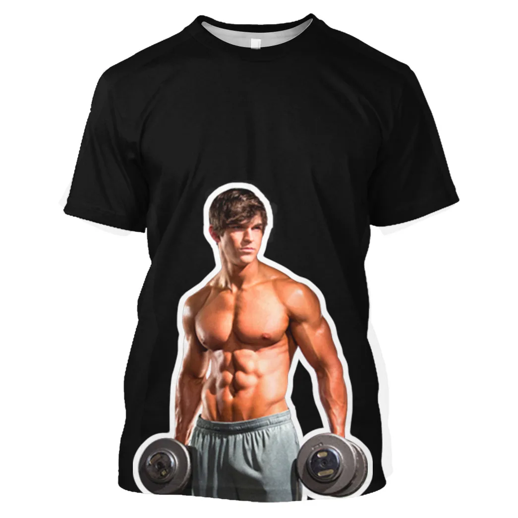 Jumeast Men 3D Graphic Tees Oversized Printed T shirts For Men Clothing Sport Workout Harajuku Wear Running Muscle Gym Dumbbell