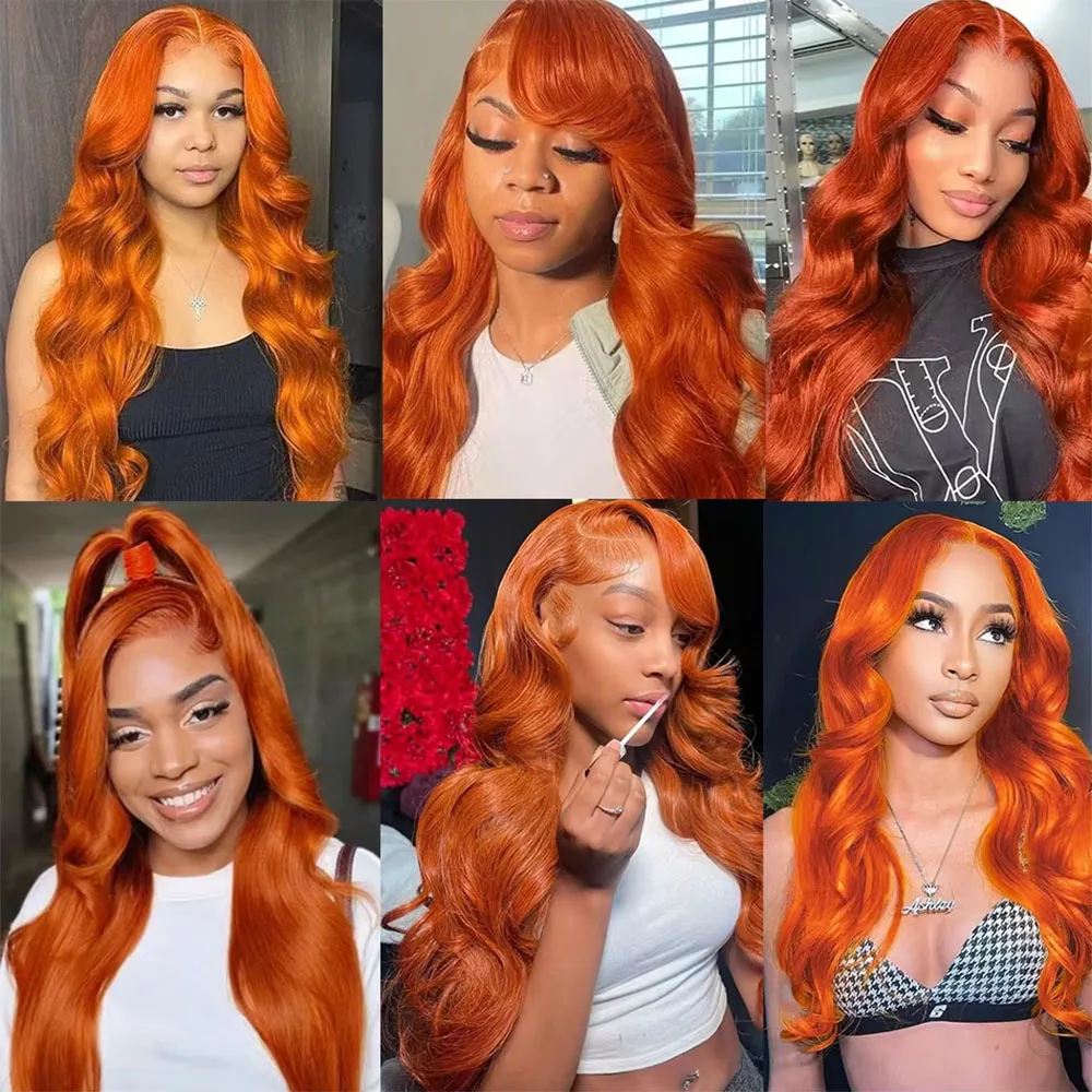 الزنجبيل خصلات الشعر المستعار الإنسان الجسم موجة الدانتيل الجبهة الباروكات 13X4 Hd الدانتيل الباروكة الأمامية 200 الكثافة الوردي بورجوندي الملونة الباروكات للنساء السود