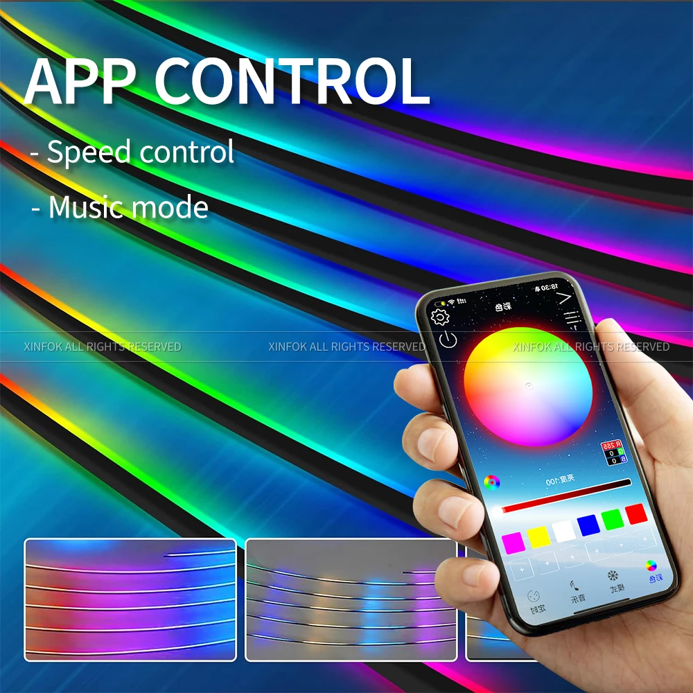 Car LED Lights, Smart Interior Lights with App Control, RGB Inside Car Lights with DIY Mode and Music Mode, 2 Lines Design for C