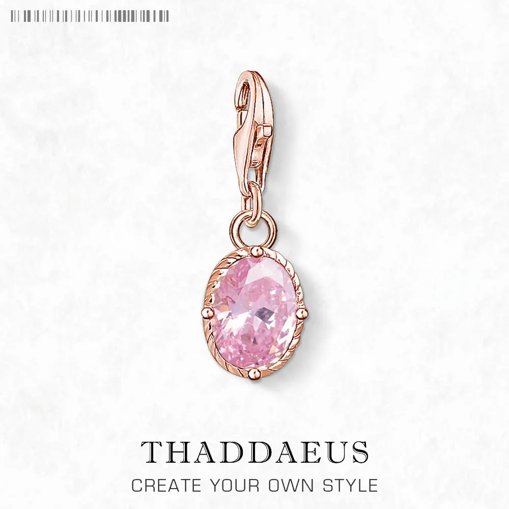 

Rose Gold Pink Stone Oval Pendant Dangle Charm For Women New 925 Sterling Silver Romantic Gift