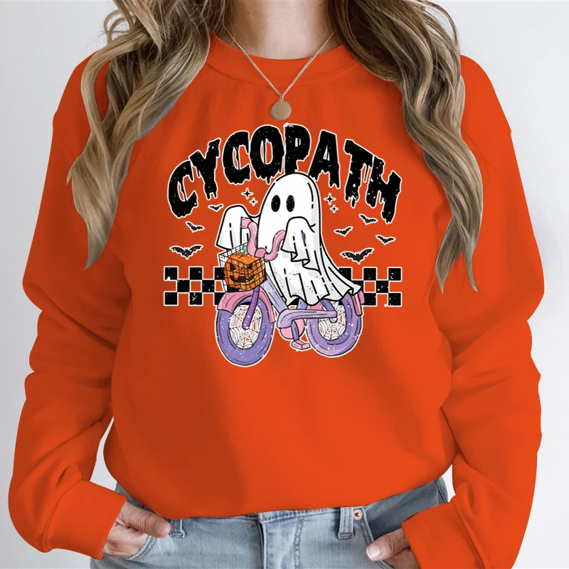 Funny Halloween Ghost Print Hoodie Women Long Sleeve Hoodies Sweatshirts Spooky Season Clothes Halloween Oversized Sweatshirts