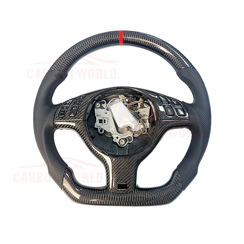Real Carbon Fiber Steering Wheel with Leather for BMW E46 3 Series 1997-2006 Perforated Leather Multiple Customized Solution