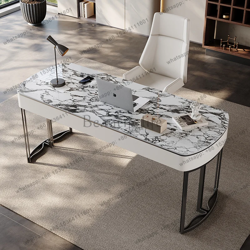 FG Mid-century Light Rock Plate Office Desks Modern Designer Dinning Office Desks Minimalist Tidy Office Furniture Tisch XYOD