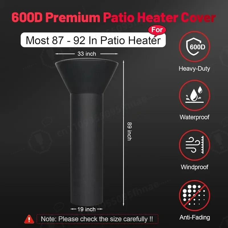 2025 American Style Garden Heater Cover Outdoor Thickened Waterproof Dust Protector 600D Oxford Cloth for Household Use