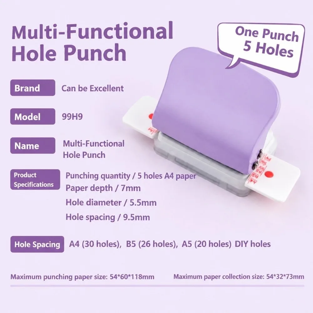 Multi Holes Mini Hole Puncher Portable Light Weight Loose Leaf Punch Handheld Small Size Hole Punch Tool Quiet Book Making