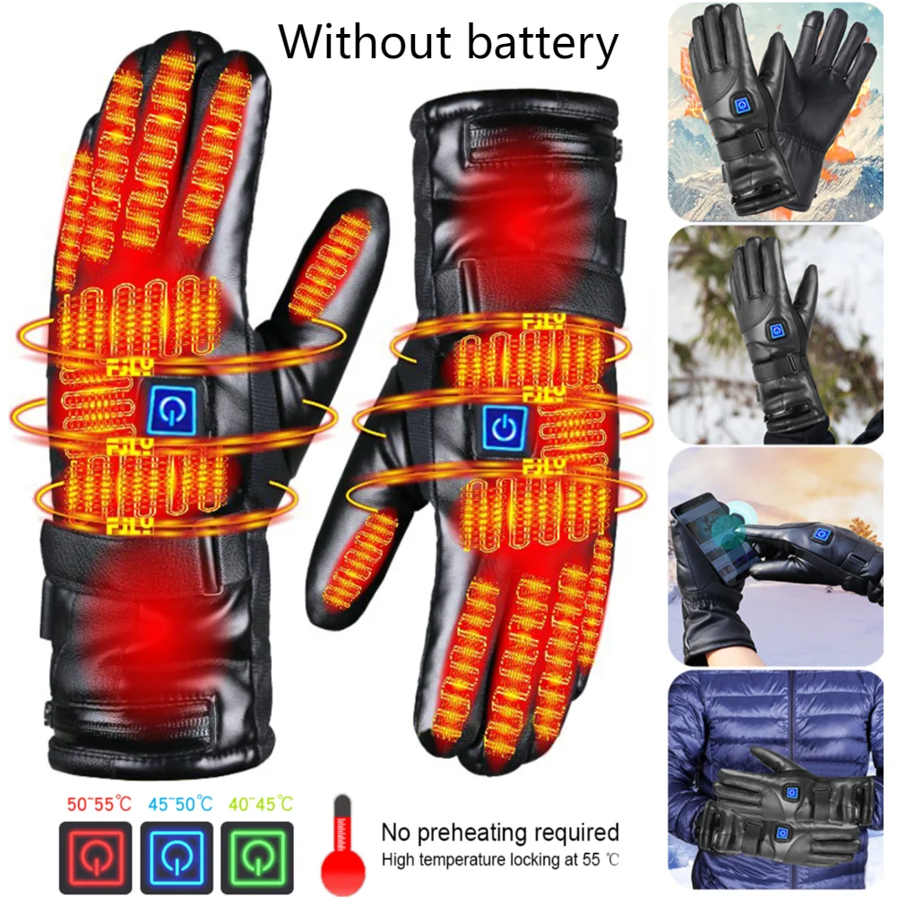 Touchscreen Heated Gloves 3 Temperature Levels Waterproof Electric Winter Gloves Hand Warmer for Outdoor Motorcycle Ski Cycling