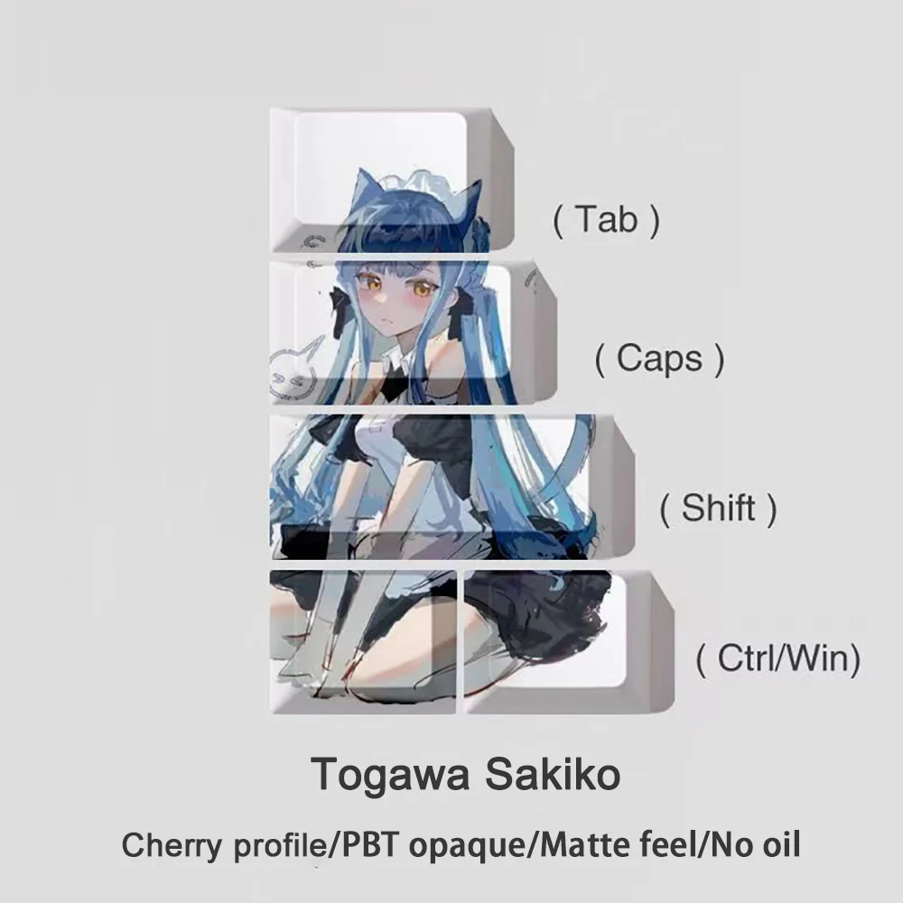 5 Key/set Keycaps VALORANT Sage Jett Clove Frieren Key Caps Tab Shift Ctrl Win Keycap Elaina Cherry Profile PBT Dye Subbed Anime