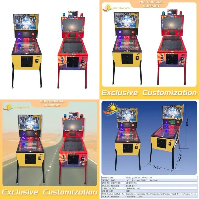 Hot-selling 4K 49-inch 1700 game coin operation virtual pinball machine, metal structure, 1-year warranty