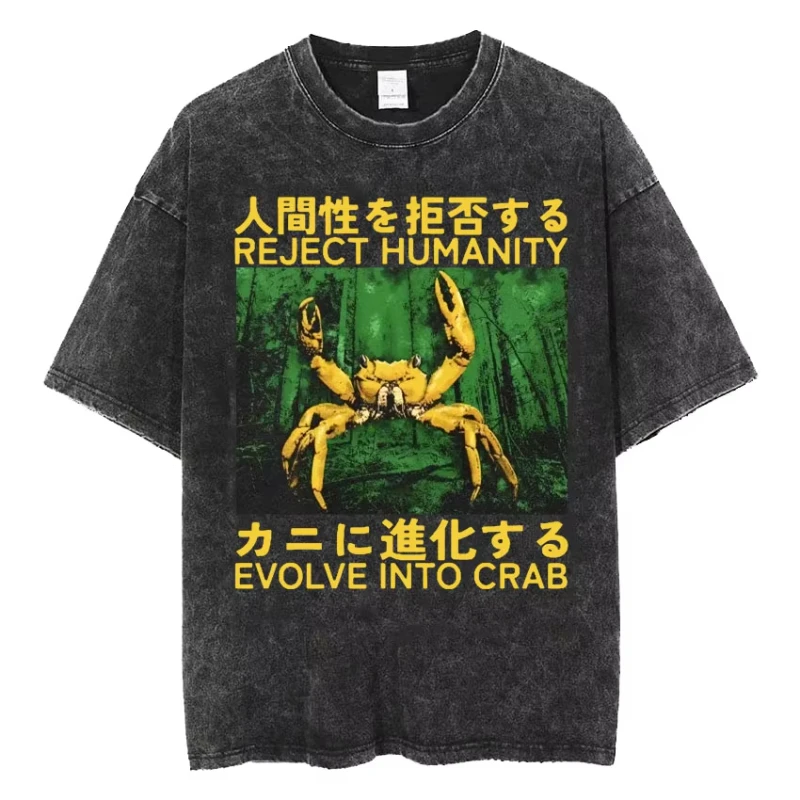

The Horrors Are Never Ending Yet I Remain Silly T-shirt Funny Japanese Style Frog Retro Washed T Shirt Woman's Oversized Tops